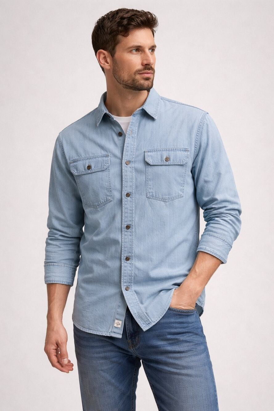 Wrangler Men's Denim Button Up Size Large